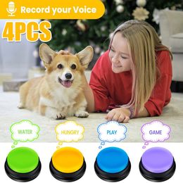 Dog Toys Chews 4Pcs Communication Buttons ABS Pet Sound Voice Recording Talking Button Pets Speech Training Buzzers for Cat s 221122
