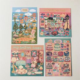 Gift Wrap Korean Ins Retro Bear Theme Goo Card Sticker DIY Scrapbook Mobile Phone Diary Star Chaser Happy Plan Decoration