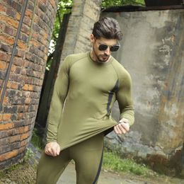 Men's Hoodies Sweatshirts Men's Cashmere Thermal Underwear Set Outdoor Cycling Fitness Suit Quick Dry Sweat Absorption 221122