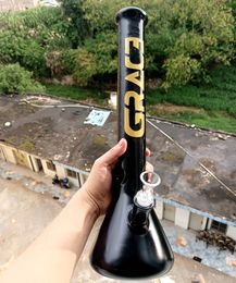 18 Inch Black Glass Water Bong Beaker Hookahs with Bowl Downstem Straight Dab Rig Smoking Pipes