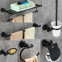Badzubehör-Set AOBITE Hardware-Sets Badezimmerzubehör aus schwarzem Metall Einzel-Doppel-Handtuchhalter Toilettenbürstenhaken Papierseifenhalter 5200