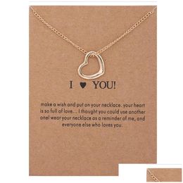 Pendant Necklaces Cute Heart Necklace With Card Love Pendant Necklaces For Women Valentines Day Jewellery Gift Drop Delivery Pendants Dhu7L