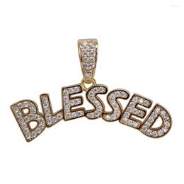 Pendant Necklaces Fashion Jewellery Blessed Iced Out Necklace Statement Letters Gold Colour Cubic Zircon Hip Hop Men Women Gifts