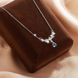 Chains Fashion Necklaces For Women Blue Zircon Water Drop Necklace Ladies Summer Luxury Design With Po Initial J