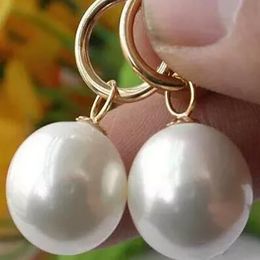 fashion Jewellery good 14MM WHITE SHELL PEARL DANGLE EARRING