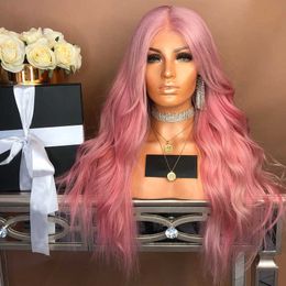Synthetic Wigs Wig popular women's wig long straight hair micro curly rose pink gradient dyed chemical fiber 221122