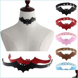 Chokers Harajuku Halloween Bat Leather Choker Necklace Simple Punk Gothic Collar Chokers Neck Band For Women Children Fashion Jewelr Dhwcr