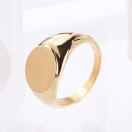 Wedding Rings Soul Men For Women Big Geometric Oval Design Gold Color Titanium Steel Classic Simple Signet Jewelry