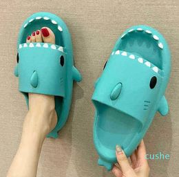 2022 Slippers Summer Lovely Shark Shape Cartoon Couples Non-Slip Soft House Bath