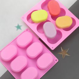 6-Cavity Oval Soap Silicone Mould DIY Handmade Candle Craft Art Pudding Jelly Cake Dessert Reusable Kitchen Baking Tool MJ1159