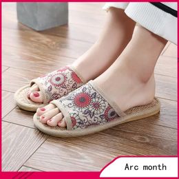 Straw Mats Sandals Home Shoesslippers Summer Chinese Style Bamboo Rattan Linen Indoor Slip-Proof Slippers Cool In For Men And Women