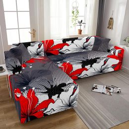 Chair Covers Elastic Flower Sofa For Living Room Red Rose Printed Couch Cover Slipcover Furniture Protector Home Decoration