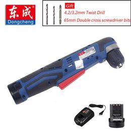 Dongcheng Cordless Angle Electric Screwdriver DCJZ14-10 Drill 12V Angle 10mm 2 pieces Battery and Gift