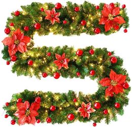 Christmas Decorations 2.7m LED Light Rattan wreath Luxury Garland Decoration with Lights Xmas Home Party 221122