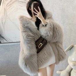 Women's Fur Faux Women High Quality Jackets Autumn Winter Hooded Loose Fluffy White Coats Young Girl Outerwear JH39 221123