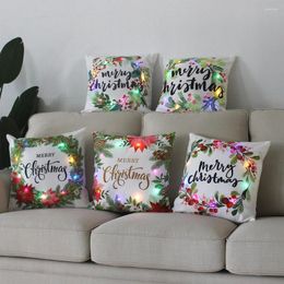 Pillow LED Light Cover Christmas Series Decorative Throw Covers For Living Room Short Plush Pillowcase Xmas Home Decor