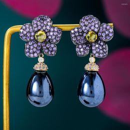 Dangle Earrings GODKI High Quality Black Pearl Drop For Women Wedding Geometric Earring Brincos Female DIY Fashion Jewelry Gift