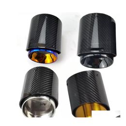 Otras autopartes genuinas 1pcs Negro cromo negro y fibra de carbono Muffler Fit para el escape mini Cooper R55 R56 R57 R58 R59 R60 R61 Drop Dhop0