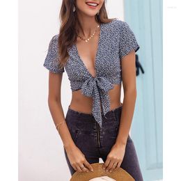 Women's T Shirts Summer Women's Real S V-Neck Short-Sleeved Short Belly Button Top Sexy Clothing