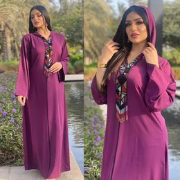 Ethnic Clothing Muslim Women Moroccan Kaftan Arab Turkey Robe Djellaba Femme Dubai Abaya Jalabiya Hooded Maxi Dress Long Sleeve Islamic