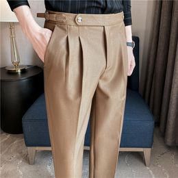 Mens Pants Fashions Slim Fit Formal Trousers Autumn Winter High Quality Brand Business Casual Black Blue Stretch Long 2936 221123