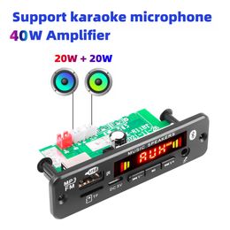 2 20W Stereo Bluetooth 5.0 MP3 Player Decoder Board 12V 40W Amplifier Car FM Radio Module Handsfree TF USB AUX WMA Recorders