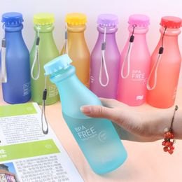 Water Bottles Candy Colour Plastic Party Cup Matte Fall Resistant Drop Sports For Travel Camping Accessories 221122