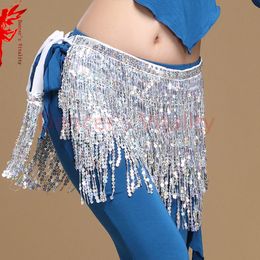 Stage Wear 12 Colours belly dance accessories women hip scarf tassel sequins belt girls 221122