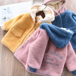 Coat Baby Girls Winter s Mink Velvet Woolen With Hooded Kid s Outerwear Warmer Thickened Jackets Children Clothes 221122