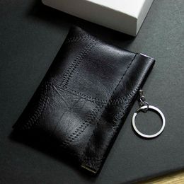 Wallets Leather Key Wallet with Keyring Long Pocket Coin Purse Men Small Money Change Bag Card Holder Pouch Vintage Black New Fashion L221101