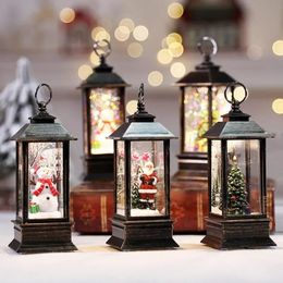 Christmas Decorations Glitter Swirl Portable Lantern LED Glow Accent Light Christmas Ornament Holiday Kids Snow Globe Deco Glitter Lantern Women Thyme 221123