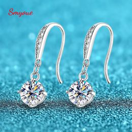 Charm Smyoue 1CT 100% Drop Earrings for Women Simple Fourclaw Created Diamond Earring S925 Sterling Silver Luxury Jewellery 221119