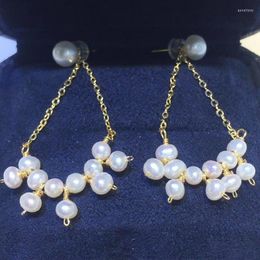 Dangle Earrings No Allergy Stud Chandelier Earring Wedding With Natural Genuine Fresh Water Pearl Beads Gold Plated Lady Jewelry