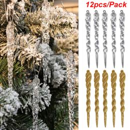 Christmas Decorations 12Pcs 13cm Simulation Ice Xmas Tree Hanging Ornament Fake Icicle Prop Winter Year Party Christmas Tree Hanging Decorations 221123