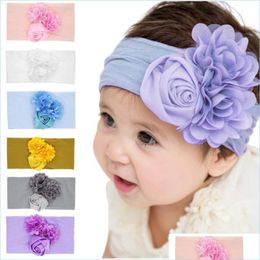 Headbands Big Flower Bow Knot Elastic Head Bands Baby Girl Headbands Hair Band Hood Headwrap Fashion Accessories Drop Delivery Jewel Dhraw