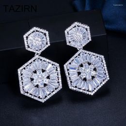 Dangle Earrings Trendy Cubic Zirconia CZ Geometric Bridal Drop Piercings Jewellery For Wedding Party Women Accessories