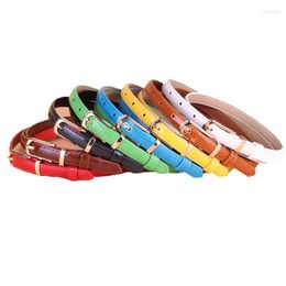 Belts Fashion Womens Patent Smooth Casual PU Leather Narrow Thin Buckle Strap Waist Belt Candy Skinny Waistband For Women