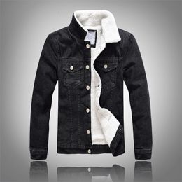 Men's Down Parkas Men Winter Solid Casual Jacket Bomber Denim Fashion Jean Biker Coat Woollen Lined Leisure Plus Size 221123