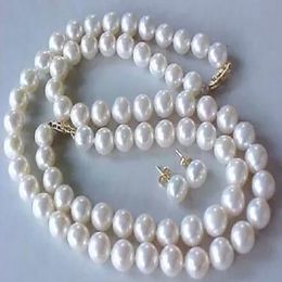 9-10mm WHITE SOUTH SEA PEARL NECKLACE BRACELET EARRING 14K CLASP