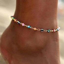 Anklets Women Bohemian Colourful Eyes Bracelet Summer Beach On Foot Ankle Leg Chain 2022 Fashion Jewerly AM6003