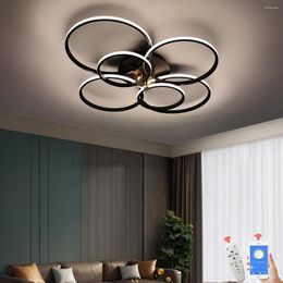 Ceiling Lights Modern Lamp For Living Room Bedroom White And Black Kitchen Study 4-6Ring Led Light Indoor Chandelier Lustre