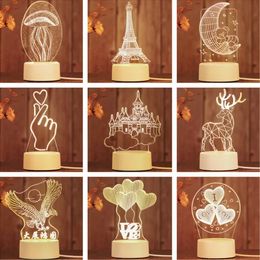 3D Night Light Creative Led Bedroom Decoration Small Table Lamp Romantic Colorful Pattern Bedroom Decoration Gift Home Decor Lamp C1124