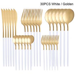 Dinnerware Sets 24Pcs30pcs Wedding Supplies Kitchen Tableware Spoon Fork Knife Set Washing Utensils Cutlery Lunch Of Dishes Complete 221122