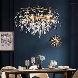 Chandeliers Golden Crystal LED Ceiling Chandelier In The Living Room Nordic Style Decoration Art Lighting El