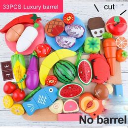 Kitchens Play Food DIY Cute Wooden Cutting Fruit Vegetable Pretend Toy Set Kitchen Cook Cosplay Girls Children Kid Educational Gifts 221123