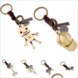 Key Rings Baseball Cap Key Ring Movable Robot Giraffe Owl Heart Keychain Holders Bag Hangs Fashion Jewelry Gift Drop Delivery Dhzn0