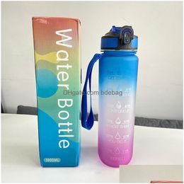 Water Bottles 1000Ml Bouncing Lid Water Bottle Outdoor Portable Fitness Sports Cup With Scale And St 798 B3 Drop Delivery Home Garde Dhq5L