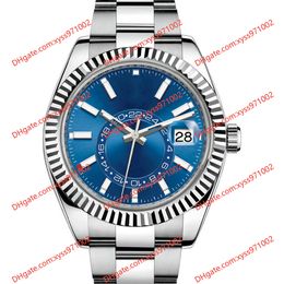 Highquality men's watch 2813 automatic mechanical watch 326934 42mm blue dial sapphire glass stainless steel wristwatch Sky Residener white business watches