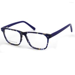 Sunglasses Frames LORETOROSA Acetate Optical Frame Eyeglasses Prescription Myopia Hyperopia Leopard Deep Blue RX Lenses Glasses Unisex