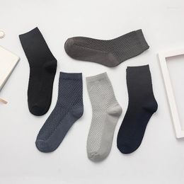 Men's Socks 1 Pair High Quality Men Bamboo Fiber Soft Breathable Compression Long Business Casual Male Large Solid Color